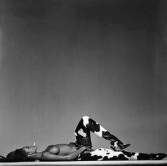 Iman, Harpers Bazaar US - the supermodel lying on the floor nude