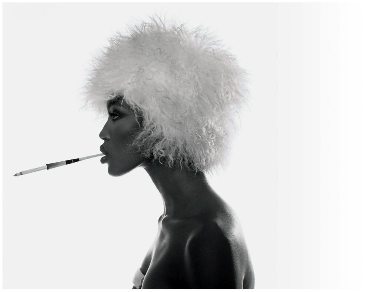 Michel Comte Black and White Photograph - Naomi Campbell - b&w portrait of the supermodel