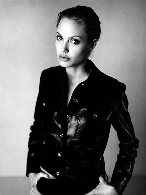 Sante D´ Orazio Portrait Photograph - 'Angelina Jolie for Esquire' - Angelina in Leather, fine art photography, 1999