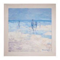 Beach Scene Oil on canvas by Pamela Noyes with figures