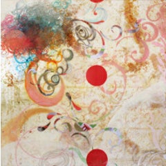 Between Sleep and Dreams One, Cream and Red Abstract Encaustic Square Painting 6
