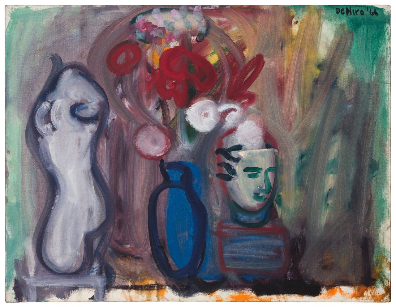 Robert de Niro, Sr. Still-Life Painting - Flowers in a Blue Vase