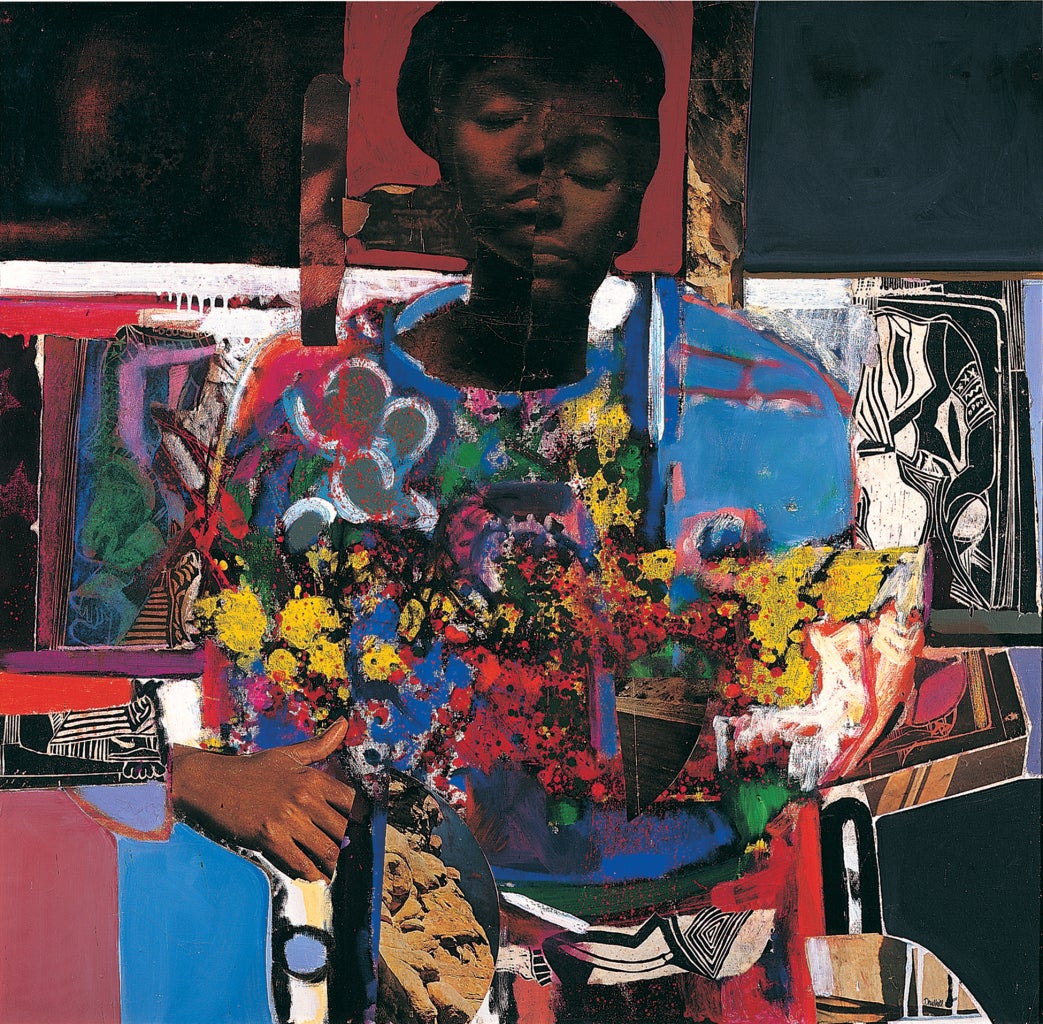David Driskell Figurative Painting - Woman with Flowers