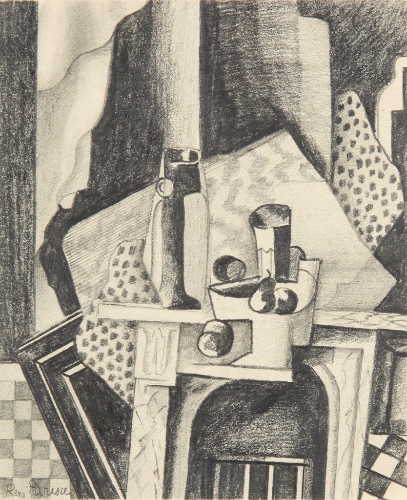 Renato Paresce Abstract Drawing - Cubist Still Life
