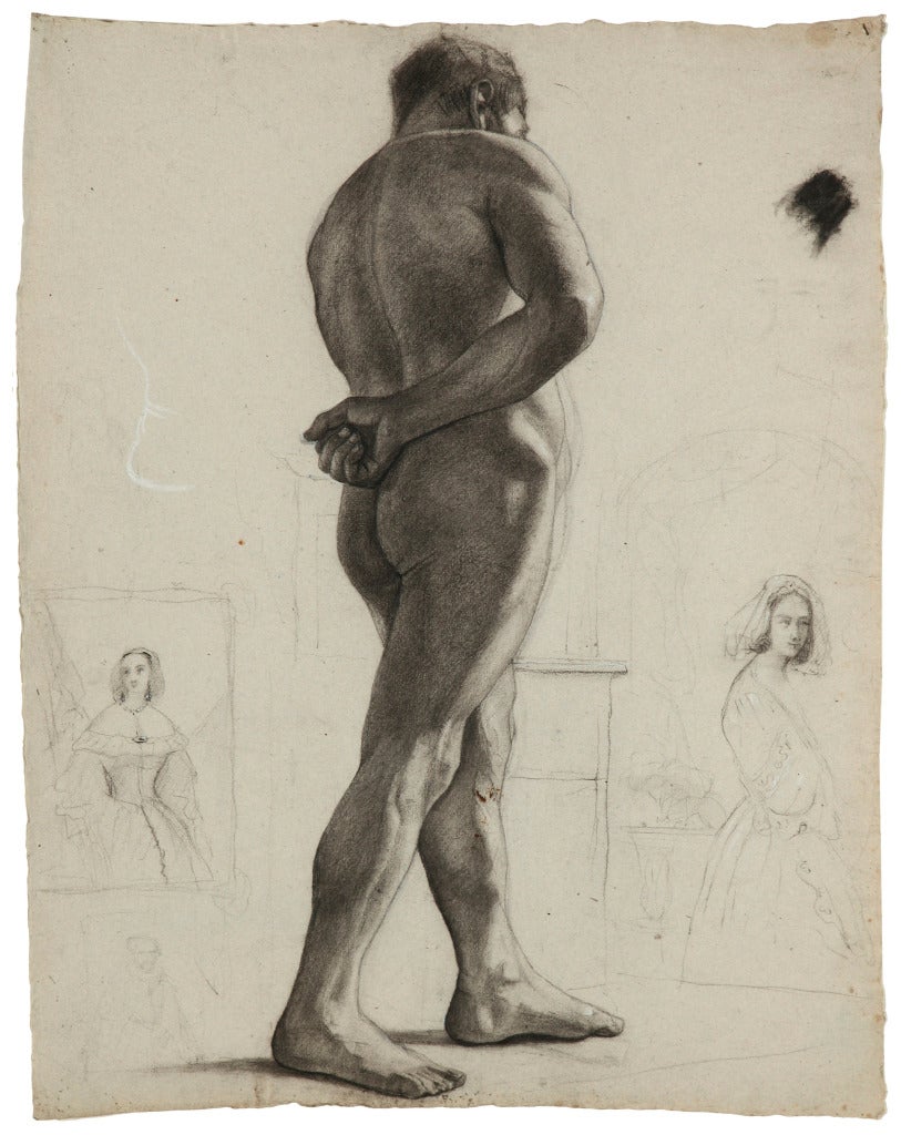Academic Study - Male Nude - Art by Unknown