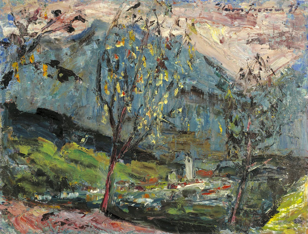 Hans Fronius Landscape Painting - Landscape in Vorarlberg