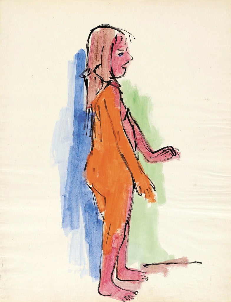 Oskar Kokoschka Portrait - Standing Nude Girl