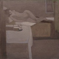 Interior with woman lying down