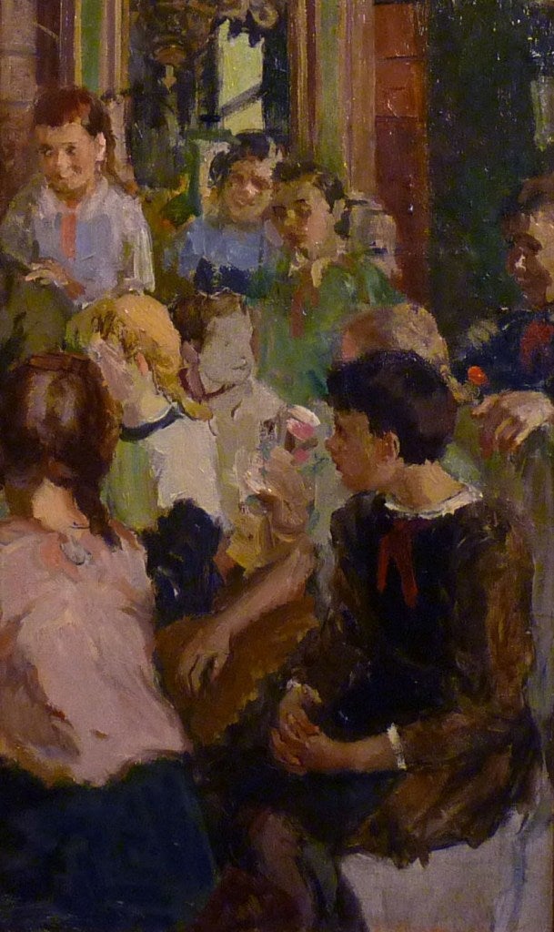 Interior with children - Painting by Eugenia Petrova Antipova