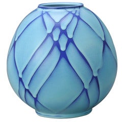 Round Flower Vessel with Blue Tint