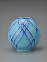 Round Flower Vessel with Blue Tint