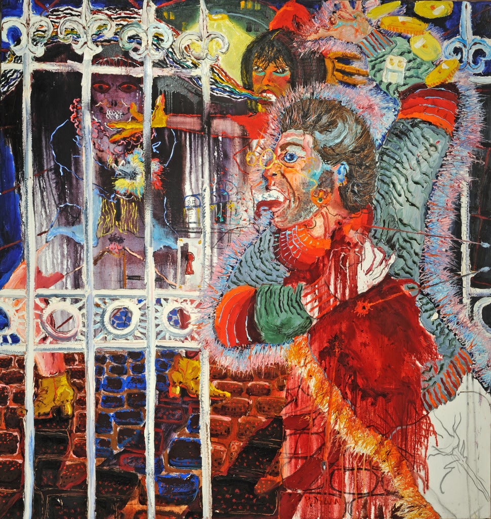 Peter Dean Figurative Painting - Death of a Folk Hero