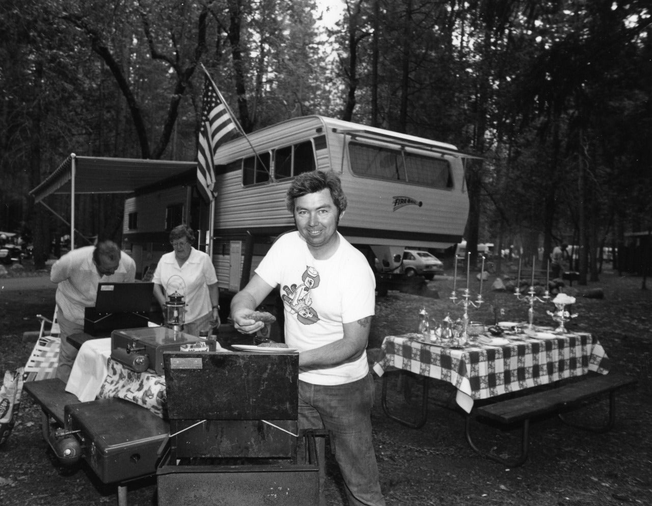 Bill Owens Black and White Photograph - Every summer we go all out on our camp in Yosemite, from Leisure