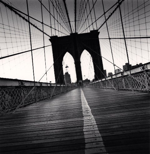 Michael Kenna Black and White Photograph - Brooklyn Bridge, Study 4, New York, New York, USA