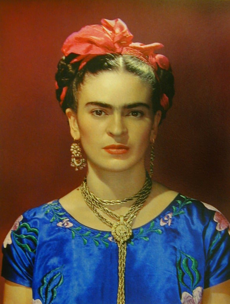 Nickolas Muray Portrait Photograph - Frida Kahlo in Blue Silk Dress