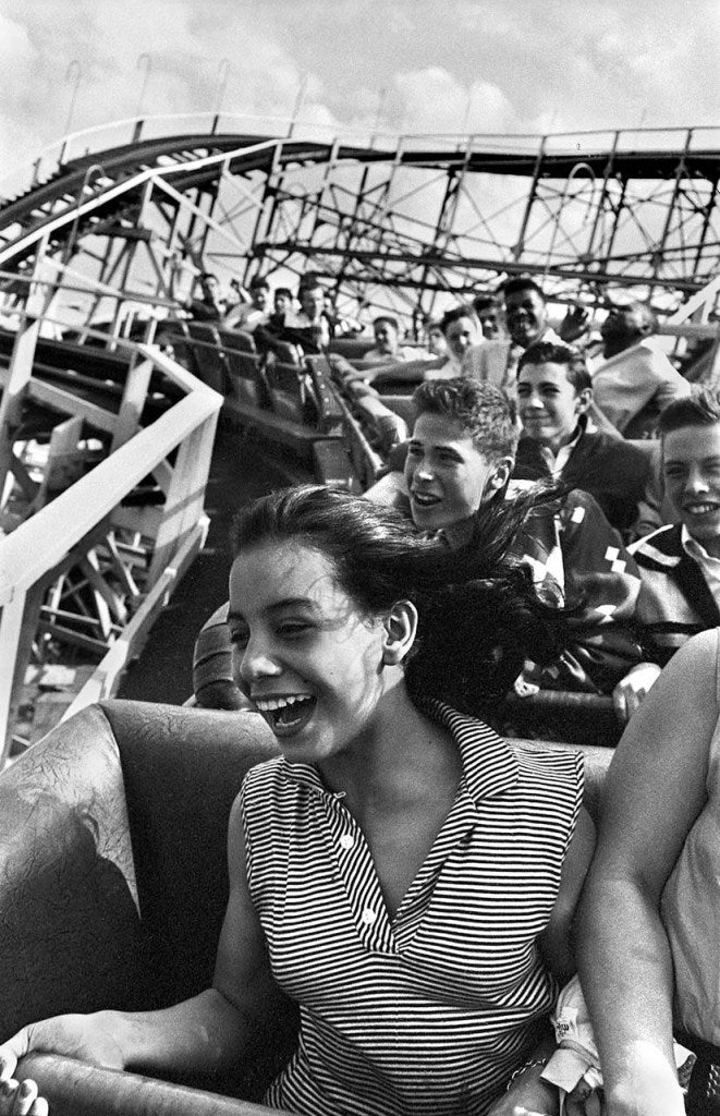 Harold Feinstein Black and White Photograph - Screaming on The Cyclone, Coney Island