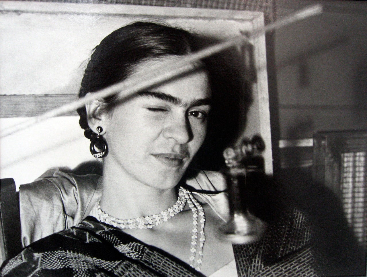 Lucienne Bloch Black and White Photograph - Frida Winking