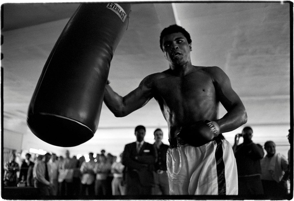 Al Satterwhite Black and White Photograph - Muhammad Ali, Fifth Street Gym, Miami (Hitting the Bag)