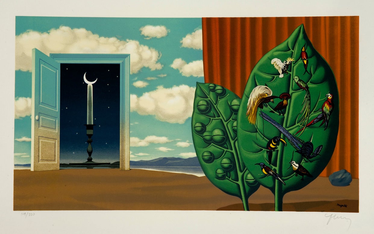 René Magritte Landscape Print - Une Porte S'Ouvre sur la Nuit Veloutee
