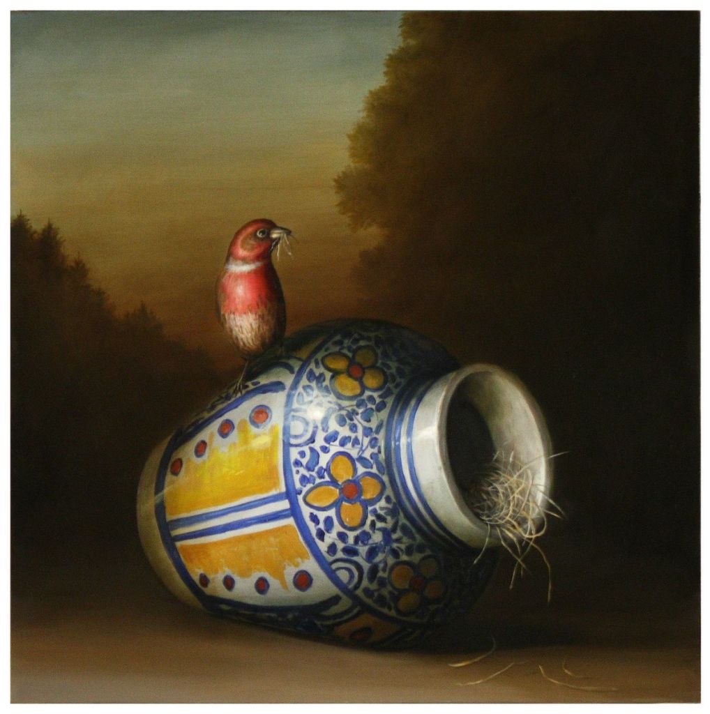 David Kroll Still-Life Painting - Mexican Vase and Nest