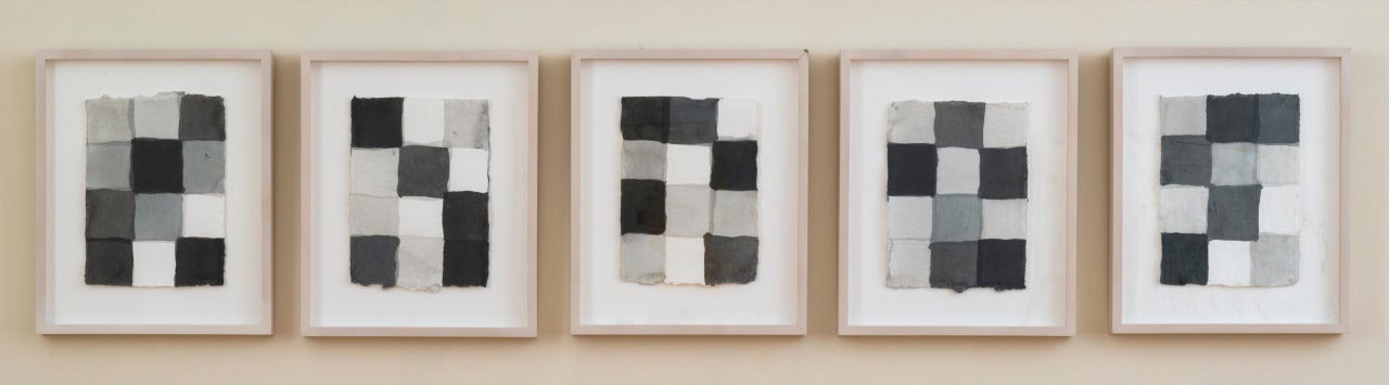 Sean Scully Abstract Drawing - Five Checkers, 12.30.98