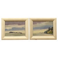 Pair of Plein Air School Sea Scape Paintings by Gabriel E. Adams