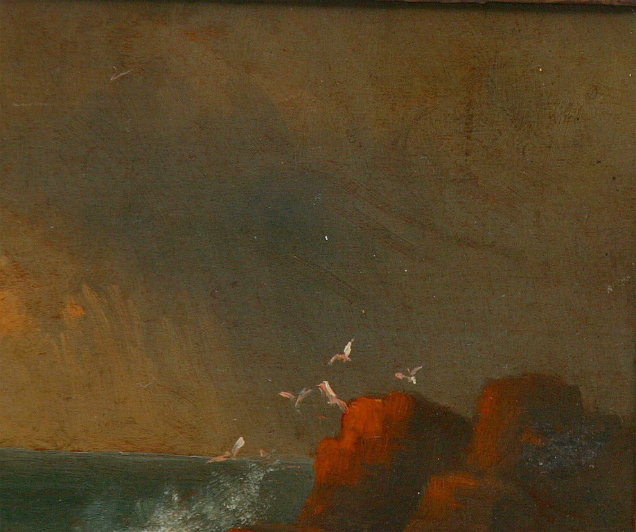 19th Century Oil Painting / A Stormy Seascape At Sunset by Benjamin Champney 5