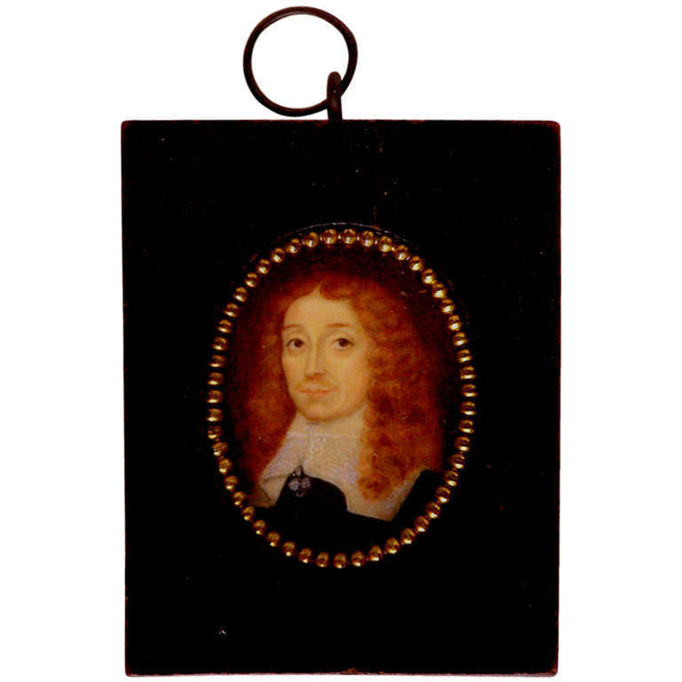 Miniature Water Color Portrait of John Milton, Poet &amp; Defender of Freedom 1