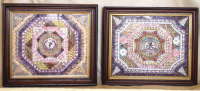 Two Similar Large Shell Work Sailor's Valentine Pictures, Ca. 1850