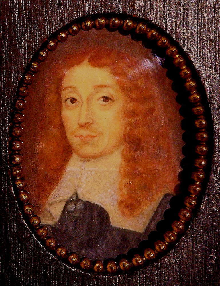 Miniature Water Color Portrait of John Milton, Poet &amp;amp; Defender of Freedom - Art by Unknown