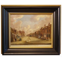 "High Street, Daventry" 19th Century English Oil Painting
