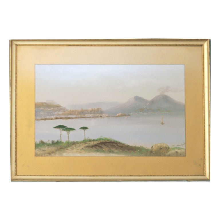 Unknown Landscape Painting - View of the Bay of Naples
