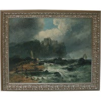 19th Century Stormy Irish Coastal Scene, Oil on Canvas By Andrew Melrose