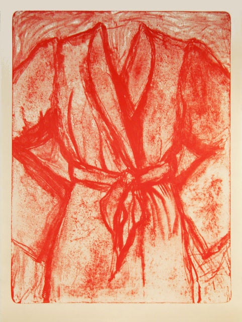 Cream and Red Robe on a Stone - Print by Jim Dine