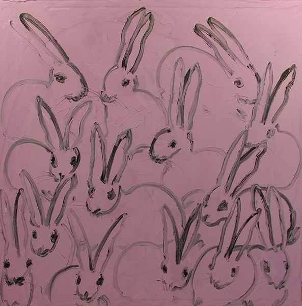 Purple Bunnies - Painting by Hunt Slonem
