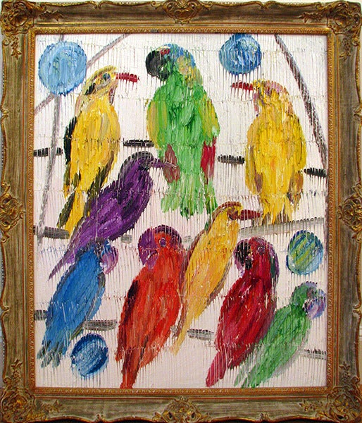 Untitled (Aviary) - Painting by Hunt Slonem