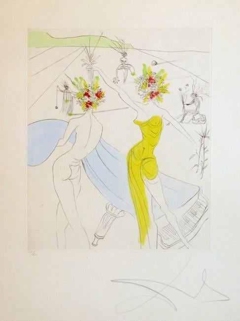 Flower-Woman at the Piano - Print by Salvador Dalí