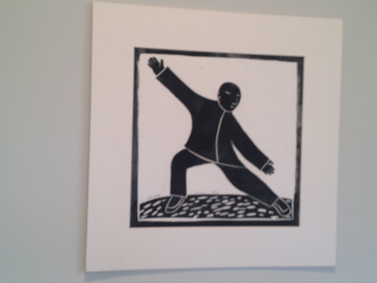 Wood block print - Tai Ji (Taichi) 5 - Gray Figurative Print by Xie Ai Ge