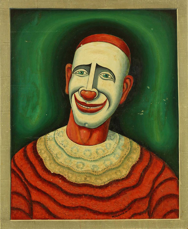 Maurice Kish Figurative Painting - Portrait of a Clown WPA
