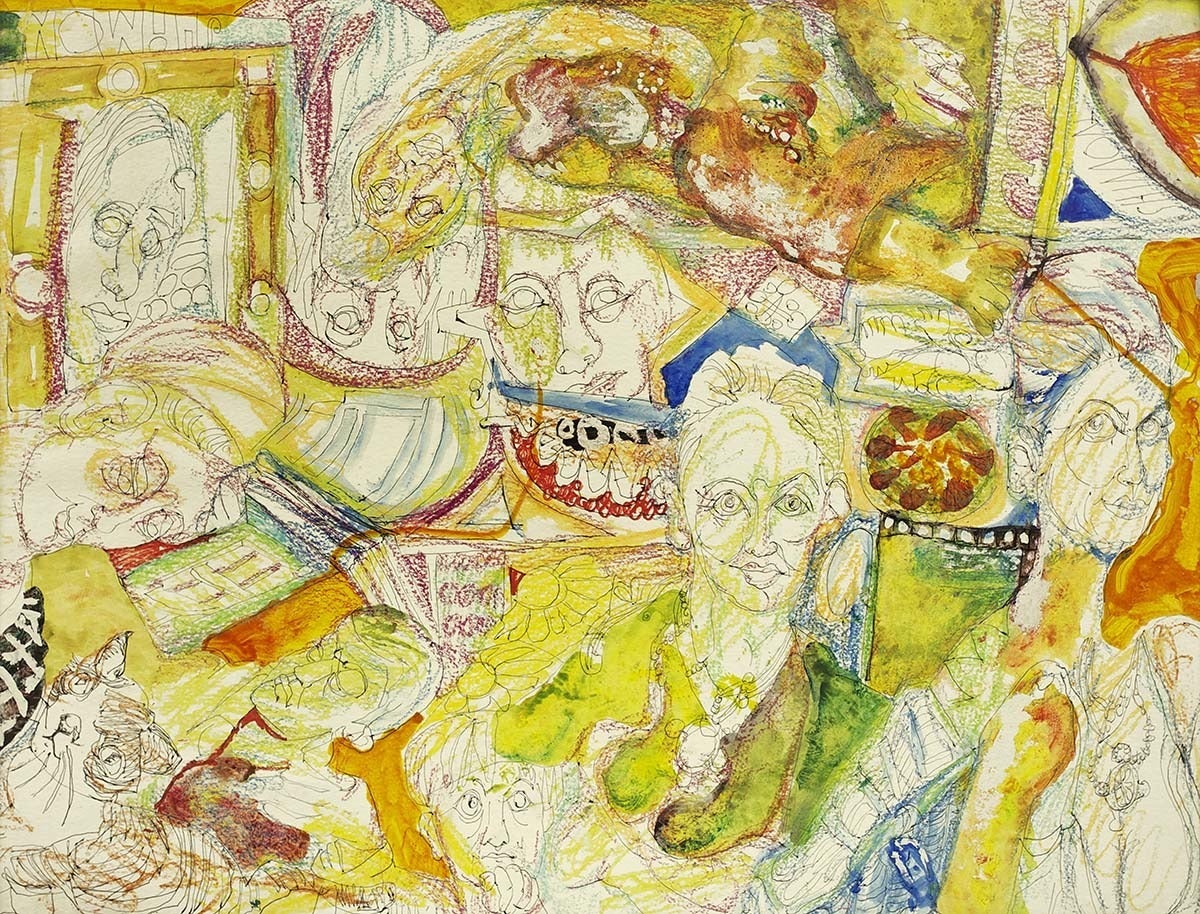 Outsider Art Mixed Media Group of Figures Art Brut