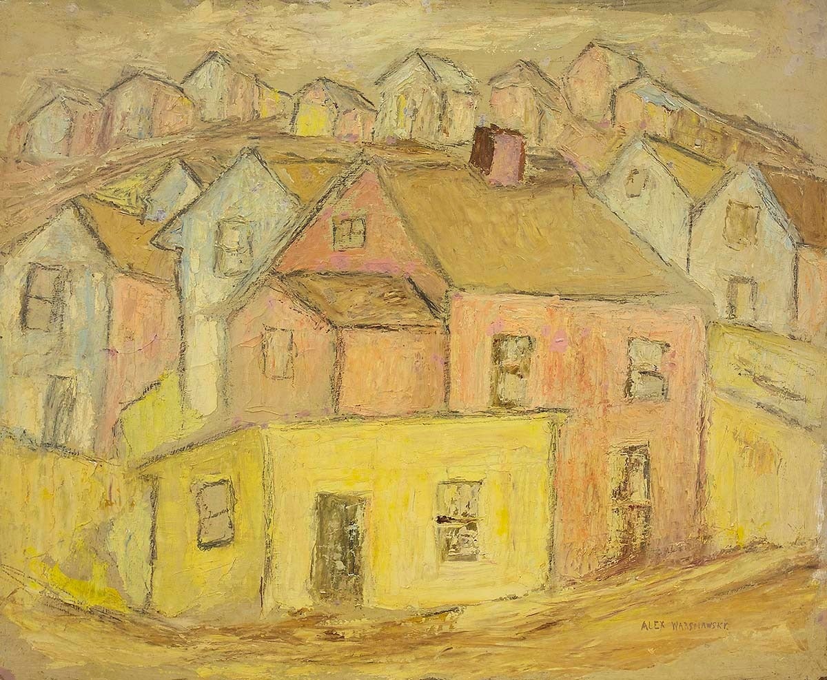 Alexander L. Warshawsky Landscape Painting - Fauvist Cityscape Oil Painting on Board