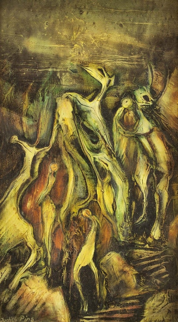 German Abstract Expressionist Mixed Media 