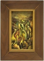 German Abstract Expressionist Mixed Media "Fire Dance"