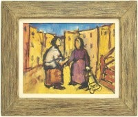 WPA artist Impressionistic Painting "In the Market Place"
