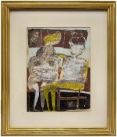 Technique mixte expressionniste de deux figures abstraites