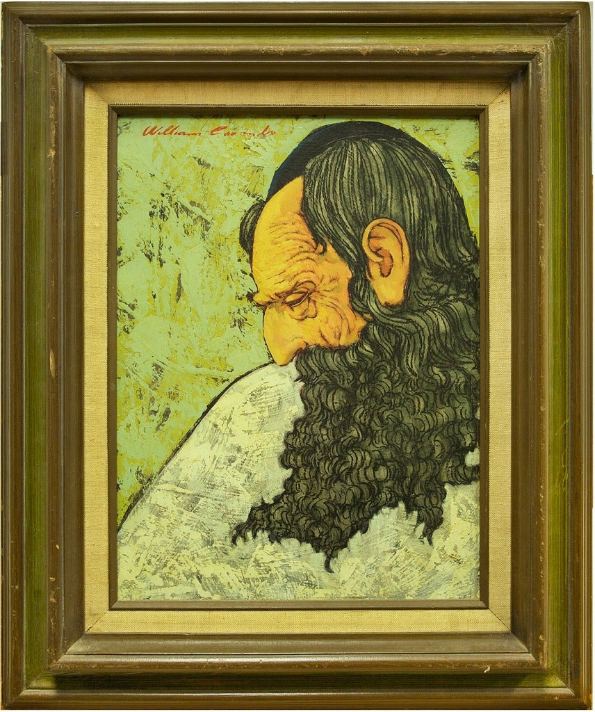 William Coombs Figurative Painting - Modernist Judaica Oil Painting of Rabbi "Sage"