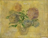 Hungarian Still Life Oil Painting of Hydrangea Flowers