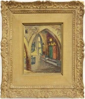 Judaica Interior Oil Painting "Old Synagogue in Safad Israel"