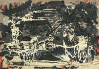 C 1960s Abstract Expressionist Drip Painting Israeli Master