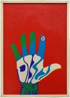C1970 Pop Art Poster of Hand "Shalom" "Peace"